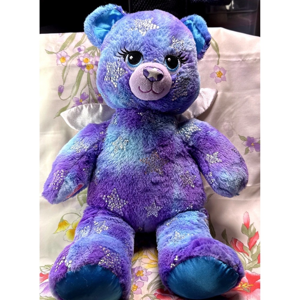 Build A Bear Starbright Bear Silver Stars Wings Plush 17"